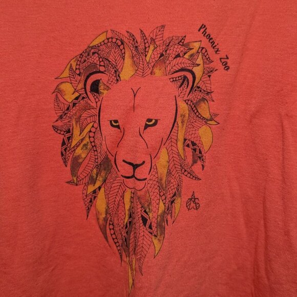 Salmon Orange Phoenix Zoo Tank Top Size Small Lion Detail - Picture 2 of 7